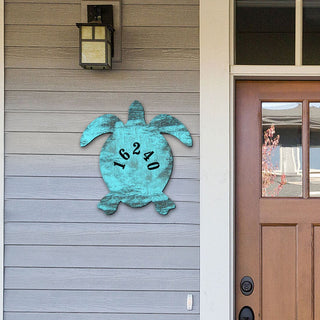 Turtle Coastal Wooden Personalized House Number Sign by G. Debrekht - Coastal Sea-Life Decor - Handcrafted Wooden Handcrafted Wooden Handcrafted Wooden Address Sign - MA985182