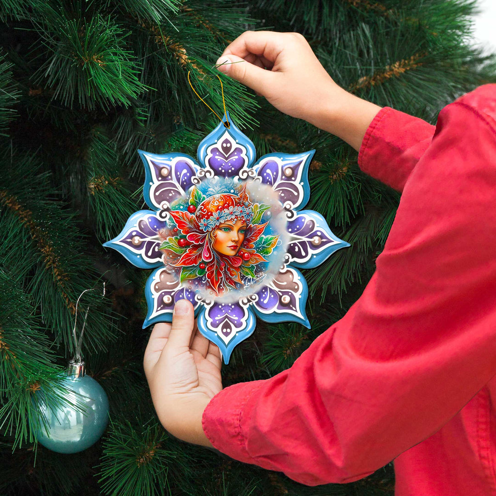 Frosty Fairy Snowflake Large Wooden Ornaments by G. Debrekht - Christmas Decor - 8688403M