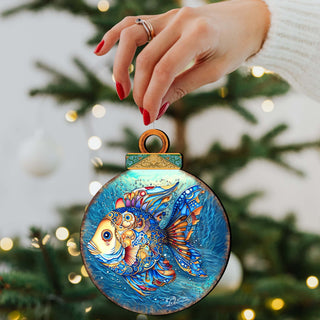 Coastal Decorations - Blue Fish Wooden Ornaments by G.Debrekht Coastal Holiday Decor - 8688181