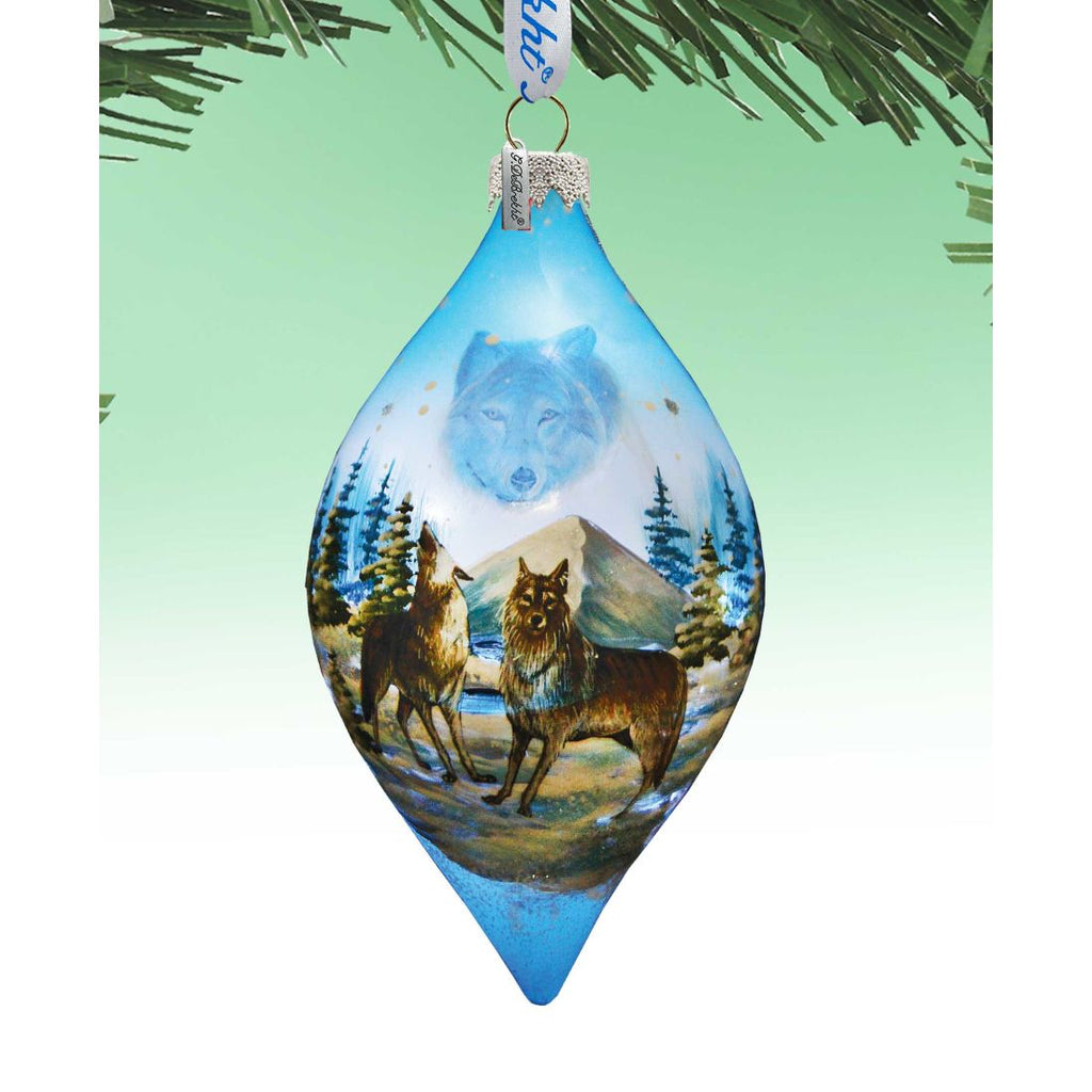 Winter Wolves Glass Ornament by G. DeBrekht - Wildlife Holiday Decor - 74173