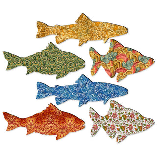 12-Piece Set of Fish Wooden Wall Decor by G. Debrekht - Coastal Sea Life Decor - G985342S12