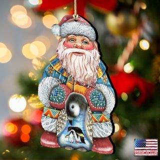 Penguin Santa Christmas Wooden Ornaments by G. DeBrekht - Christmas Santa Snowman Decor - 8118051