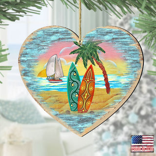 Coastal Heart Wooden Ornaments by G. DeBrekht - Coastal Holiday Decor - 8198731