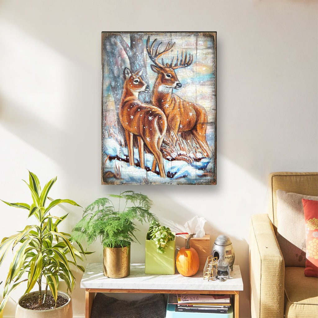 Schmid Deer's Art Wooden Wall Art by Nature Wonders - Nature Wildlife Decor - 95212B