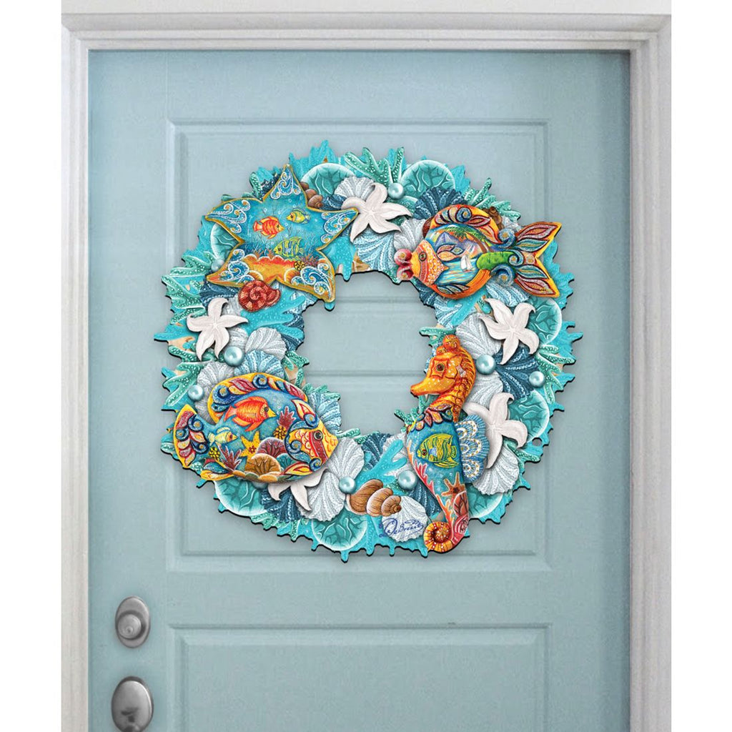 Coastal Sea Creatures Holiday Door Wreath by G. DeBrekht - Coastal Holiday Decor - 8185306-3H