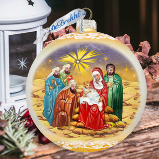 Holy Family and Three Kings Lg Glass Ornament in Gold by G.DeBrekht - Christmas Decor - 73920G