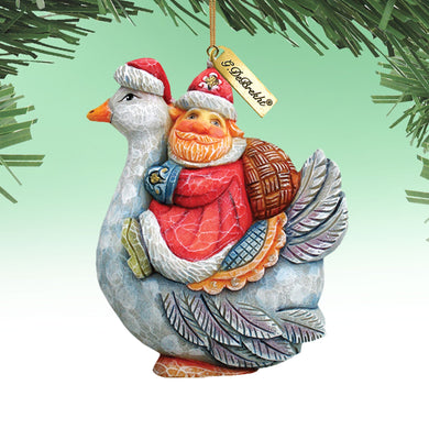 Santa On Goose Sculpted Ornament by G. DeBrekht - 63127