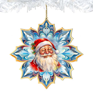 Santa Face Snowflake Large Wooden Ornament by G. Debrekht - Christmas Santa Snowman Decor - 8688424M