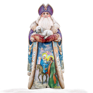 Santa and the Guardian Angels Christmas Outdoor Scene by G. DeBrekht - Christmas Santa Snowman Decor - 811832F