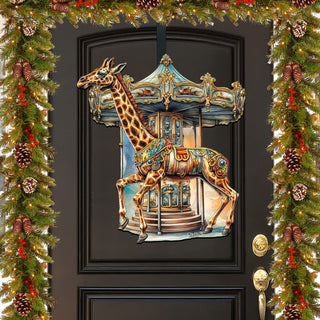 Carousel Giraffe Holiday Door Decor by G. Debrekht - Christmas Decor - 8611028H