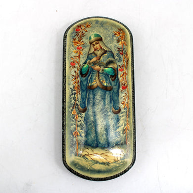 Handpainted One-of-a-Kind Papier Mache Lacquered Miniature Box 2.5 x 6 x 1
