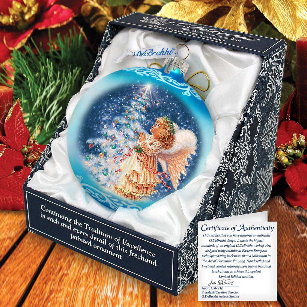 Angels Christmas Wish Lg Glass Ornament by D.Gelsinger - Christmas Holiday Decor - 73961
