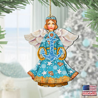 Guardian of The Sea Angel Wooden Ornaments by G. DeBrekht - Coastal Holiday Decor - 8152724-2