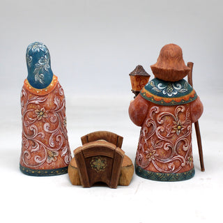 Holy Family Set of 3 Handcrafted Christmas Figurine - G. DeBrekht - Handpainted Nativity Holiday Decor - 53612-B3