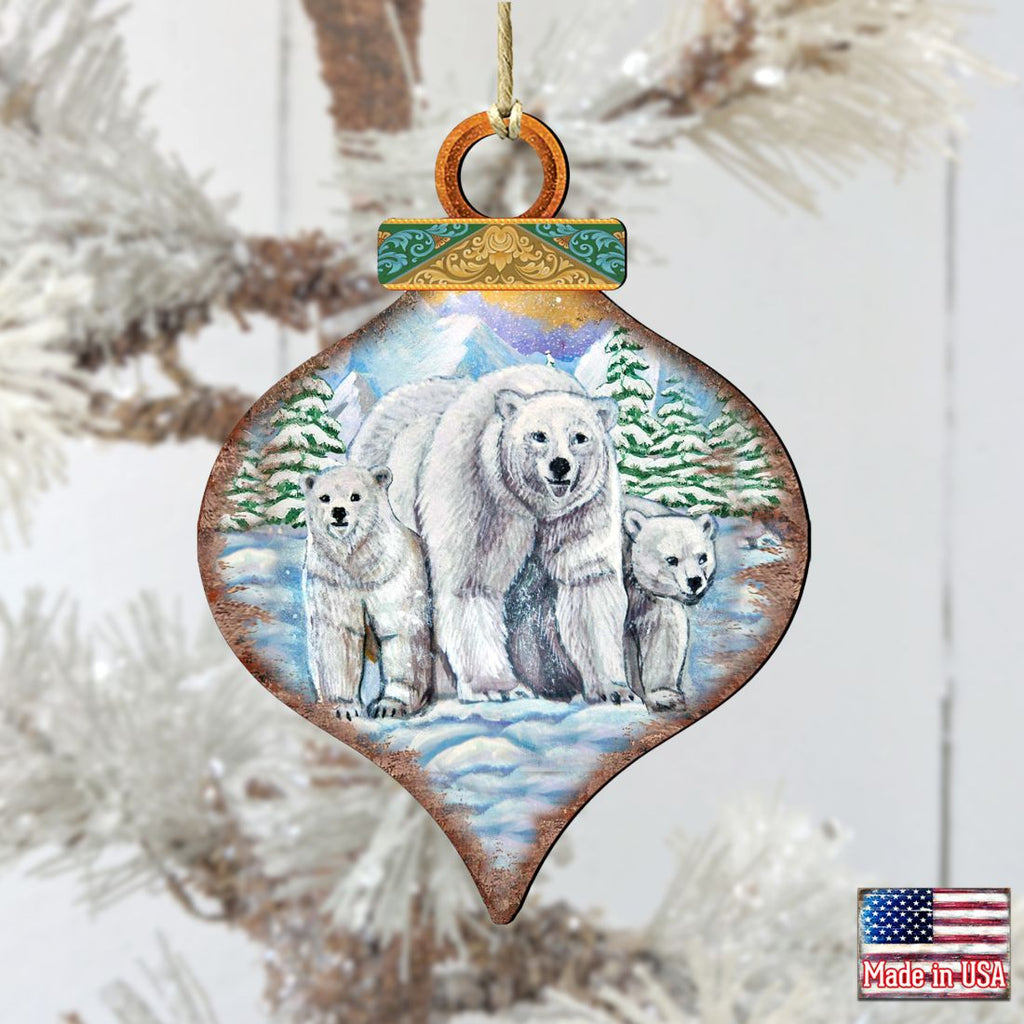 Polar Bears Drop Wooden Ornaments by Nature Wonders - Wildlife Holiday Decor - 8035215