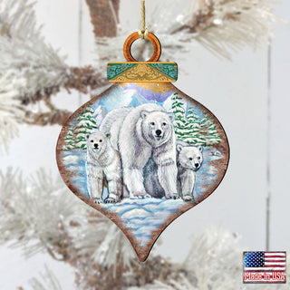 Polar Bears Drop Wooden Ornaments by Nature Wonders - Wildlife Holiday Decor - 8035215