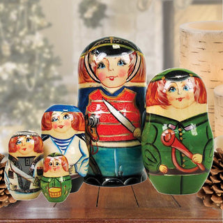 Nutcracker Prince Matreshka Stacking Hand-Painted Dolls Set of 5 by G. DeBrekht - Christmas Decor - 1301151