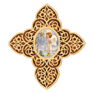 Angel Girl Filigree Wooden Cross by D. Gelsinger - Inspirational Icon Decor - 88482-DG