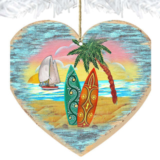 Coastal Heart Wooden Ornaments by G. DeBrekht - Coastal Holiday Decor - 8198731