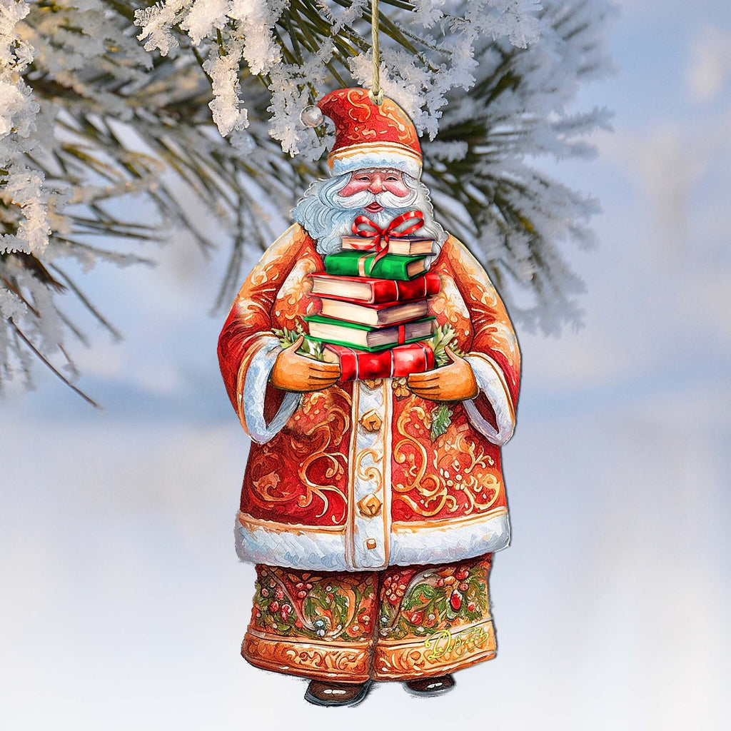 Santa's Book Collection Wooden Ornaments by G. Debrekht - Christmas Santa Snowman Decor - 8691405