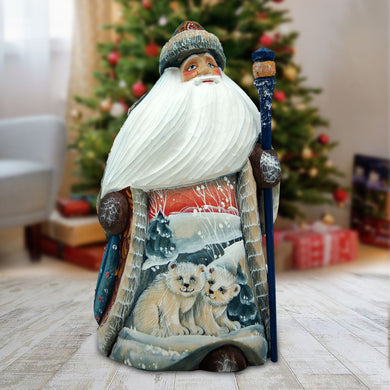 Polar Bears Santa Hand-Painted WOODCARVED Masterpiece by G. DeBrekht - Wildlife Holiday Decor - 8214882