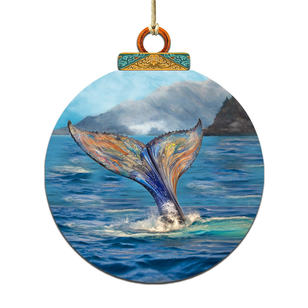 Iridescent Humpback's Tail Wooden Ornaments by G.Debrekht - Wildlife Holiday Decor - 870043
