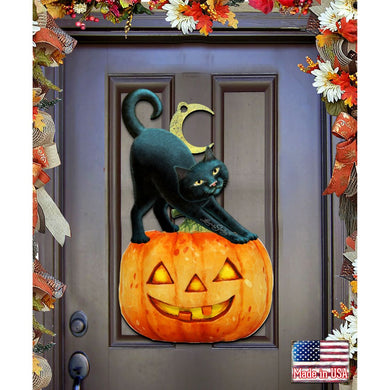 Spooky Halloween Cat Door Decor by Laura Seeley - Thanksgiving Halloween Decor - 8512054-2H