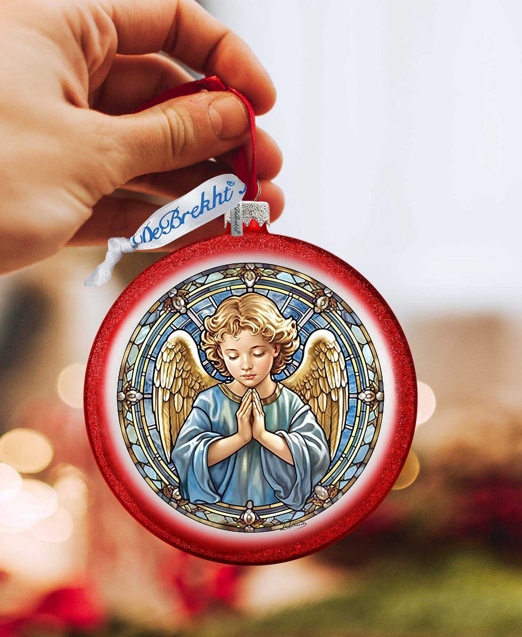 Little Angel Ball Glass Ornament by G. Debrekht - Nativity Holiday Decor - 73565C