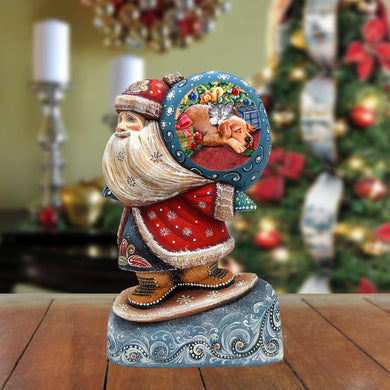 Father Frost's Pet Sack Hand-Painted WOODCARVED Masterpiece by G. DeBrekht - Wildlife Holiday Decor - 8204011 *** PRE-ORDER - Handmade Just for You! ***