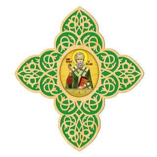 Saint Patrick Filigree Wooden Cross by Museum Icons - Celtic Decor - 88460