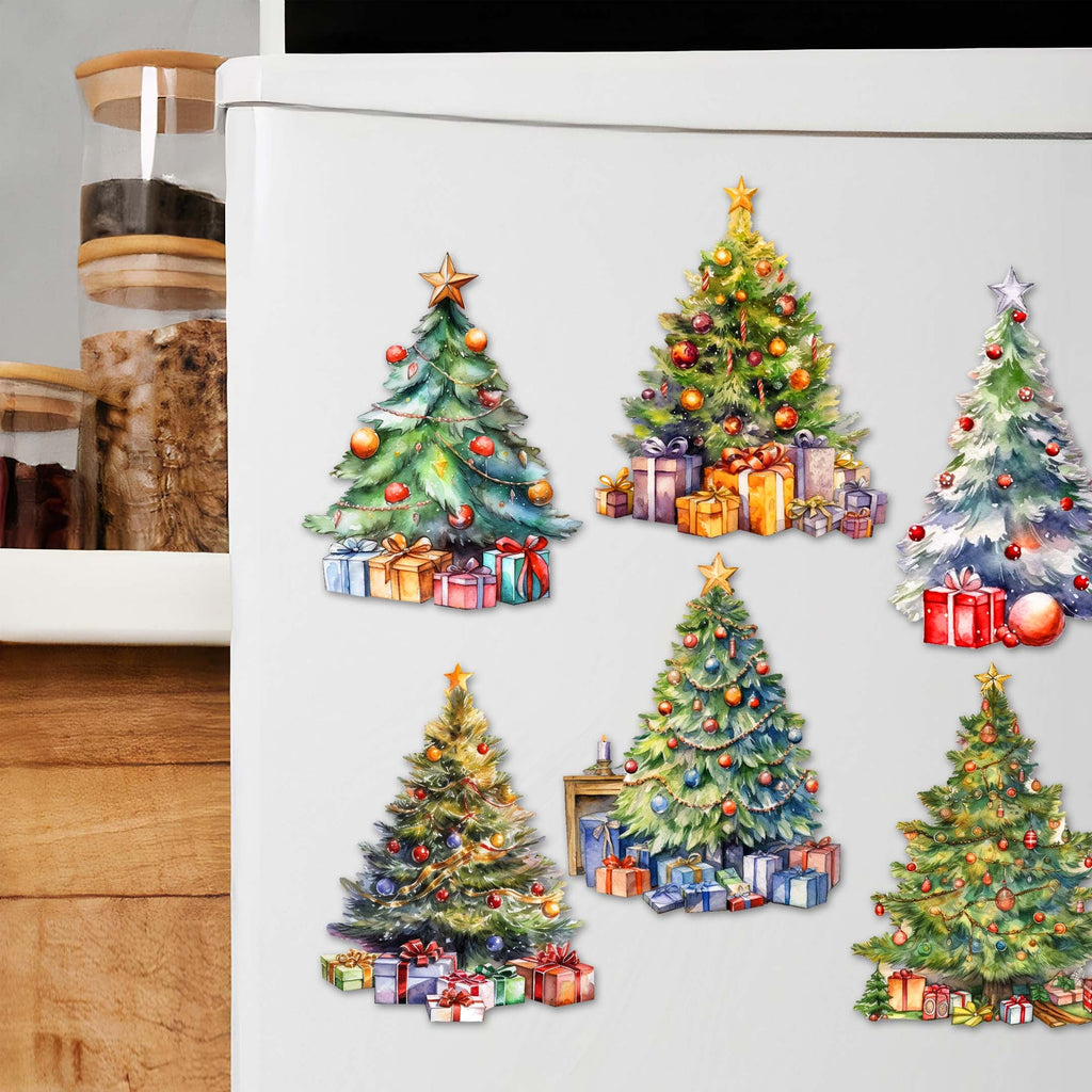Christmas Tree Decorative Eco Wood Magnets Set of 6 by G. Debrekht - Christmas Decor - 8090044G-S6
