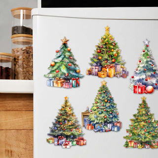 Christmas Tree Decorative Eco Wood Magnets Set of 6 by G. Debrekht - Christmas Decor - 8090044G-S6
