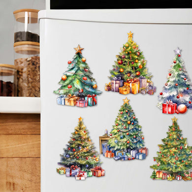 Christmas Tree Decorative Eco Wood Magnets Set of 6 by G. Debrekht - Christmas Decor - 8090044G-S6