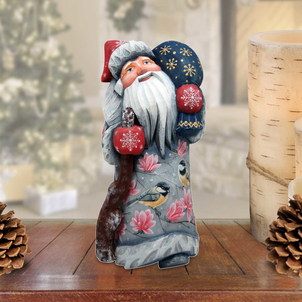 Goldfinch Santa Hand-Painted WOODCARVED Masterpiece by G. DeBrekht - Wildlife Holiday Decor - 8215101 *** PRE-ORDER - Handmade Just for You! ***