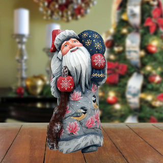 Goldfinch Santa Hand-Painted WOODCARVED Masterpiece by G. DeBrekht - Wildlife Holiday Decor - 8215101 *** PRE-ORDER - Handmade Just for You! ***