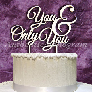 Wedding Cake Topper - You & Only You Wooden CAKE TOPPER, Wedding decor, Engagement, Anniversary, Celebration, Special Occasion, Love