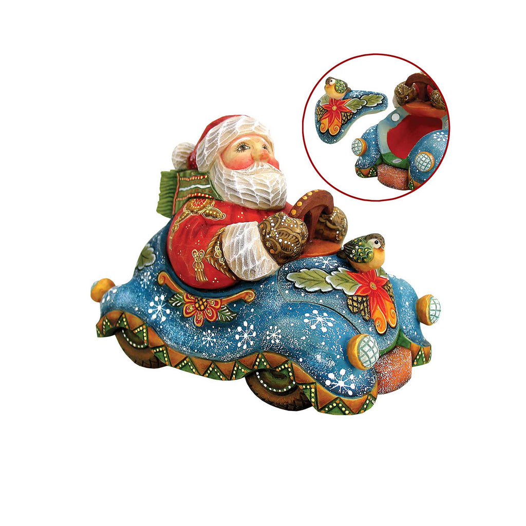 Surprise Box - Speedy Delivery Santa Handcrafted Christmas Figurine - G. DeBrekht - Christmas Santa Snowman Decor - 512045