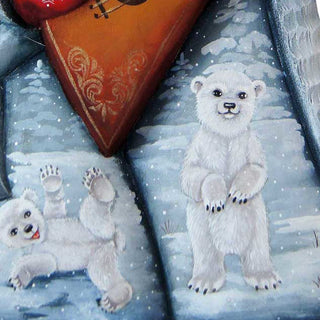 Santa with Guitar Polar Bears Hand-Painted WOODCARVED Masterpiece by G. DeBrekht - Wildlife Holiday Decor - 2821464 - SPECIAL ORDER *** PRE-ORDER - Handmade Just for You! ***