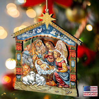 Miracle Nativity Holy Family Wooden Ornaments by G. DeBrekht - Nativity Holiday Decor - 8114031
