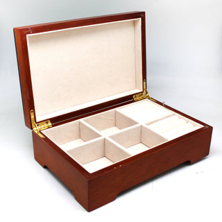 One-of-a-Kind Winter Village Lacquered & Polished WOODCARVED Music Jewelry BOX 9x6x3 - Handcarved Unique Home Decoration and Beautiful Gift Rare Find Collectible, Unique Hand Carved Gift