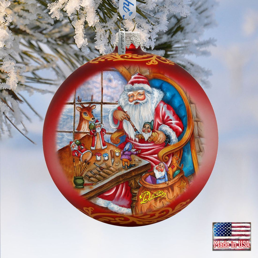 Santa Atelier Glass Ornament Limited Edition by G. DeBrekht - Christmas Santa Snowman Decor - 73903