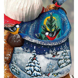 Santa Feathered Friends Bag Hand-Painted WOODCARVED Figurine by G. DeBrekht - Wildlife Holiday Decor - 8215572 *** PRE-ORDER - Handmade Just for You! ***