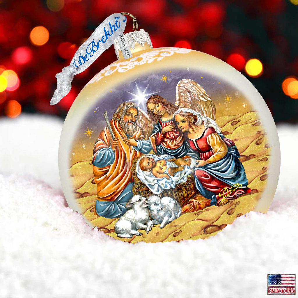 Regal Nativity Lg Glass Ornament in Gold by G.Debrekht - Christmas Decor - 73928G