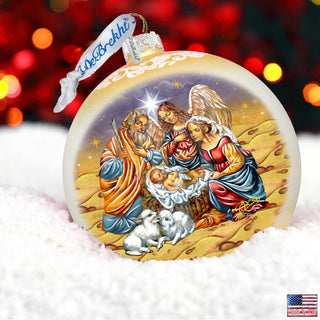 Regal Nativity Lg Glass Ornament in Gold by G.Debrekht - Christmas Decor - 73928G