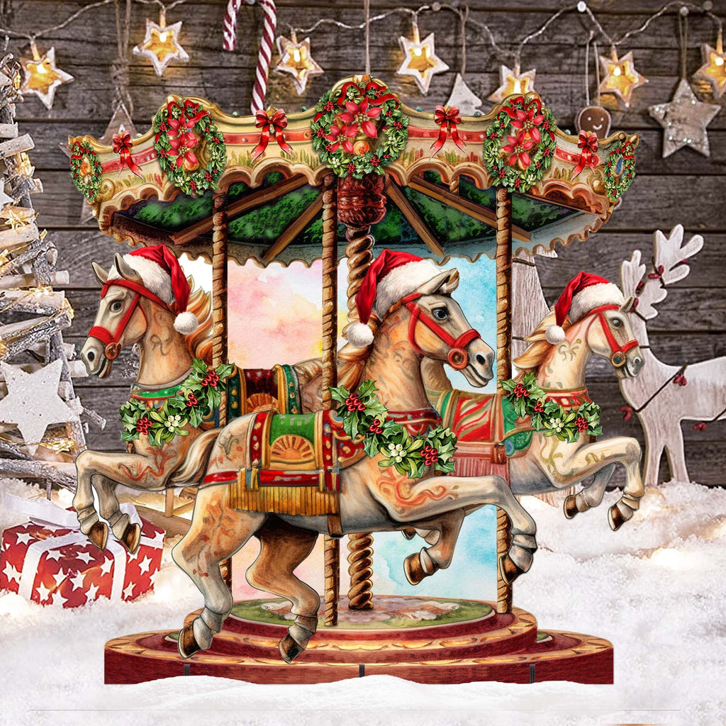 Christmas Carousel Outdoor Decor by G. Debrekht - Christmas Santa Snowman Decor - 8611030F