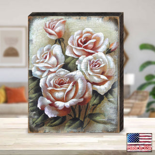 Glennville Rose Art Wooden Wall Art by Nature Wonders - Love Family Kids Decor - 95306B