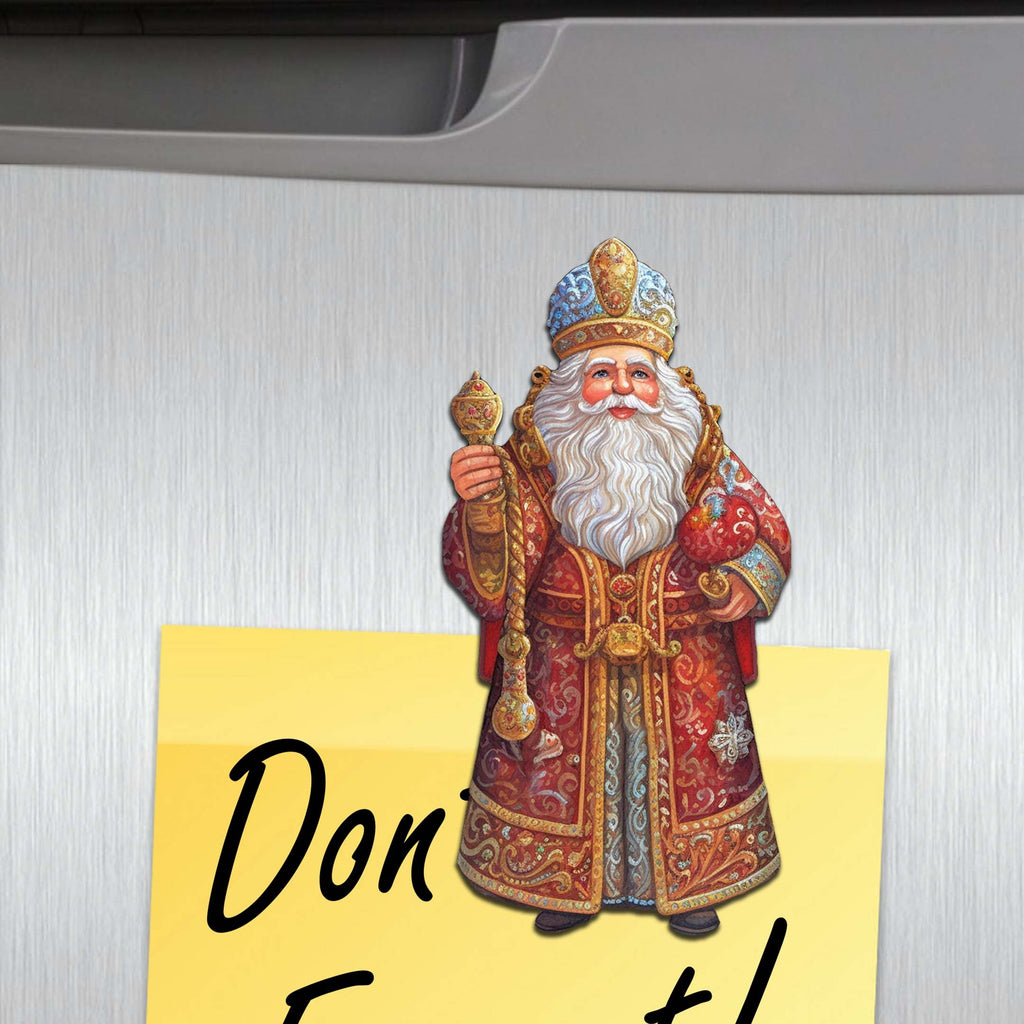 Santa Decorative Eco Wood Magnets Set of 6 by G. Debrekht - Christmas Santa Snowman Decor - 8090032G-S6