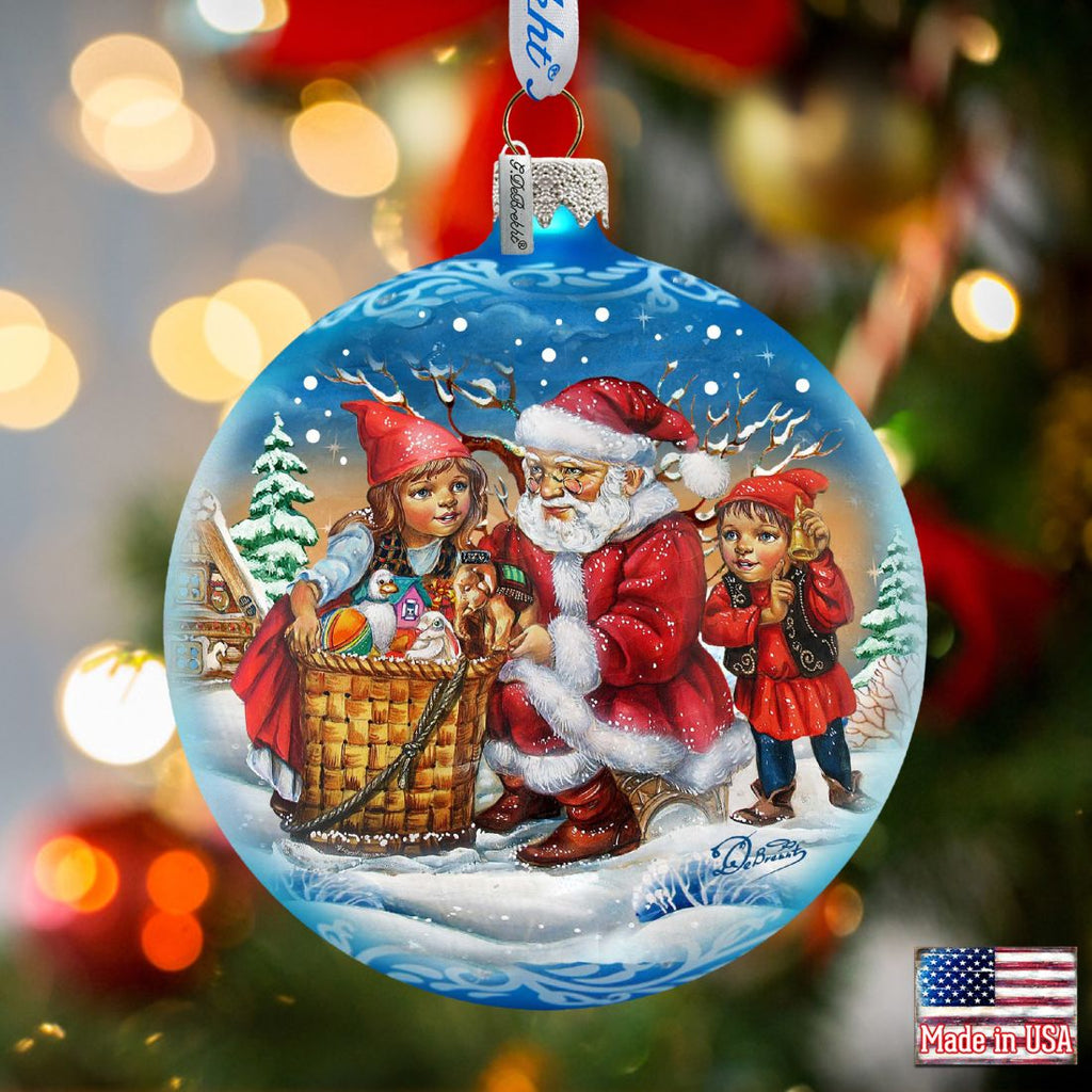 Christmas Ball Glass Ornament by G. DeBrekht - Christmas Santa Snowman Decor - 73367