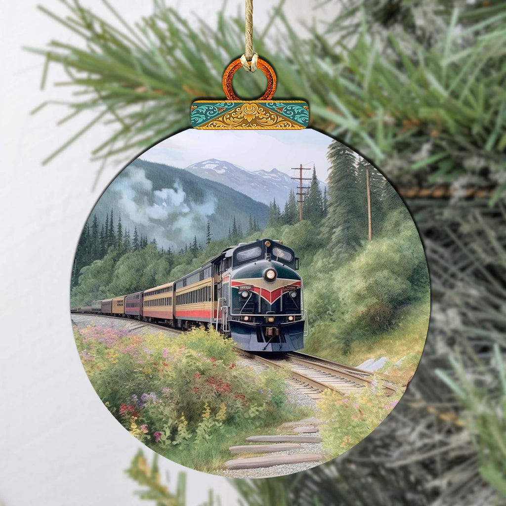 Alaska Mountain Express Wooden Ornaments by G.Debrekht - Wildlife Holiday Decor - 870041
