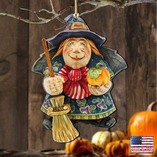 Halloween Witch Wooden Ornaments by G. DeBrekht - Thanksgiving Halloween Decor - 8158412
